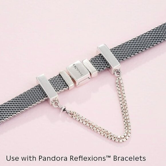 Pandora - Reflexions Bracelet with Safety Chain Clip Charm - Silver - Picture 5 of 14